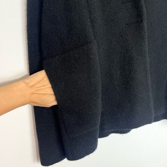 VINCE Wool Alpaca Blend Collarless Snap Button Cardigan Sweater Black Sz Medium - Picture 4 of 10